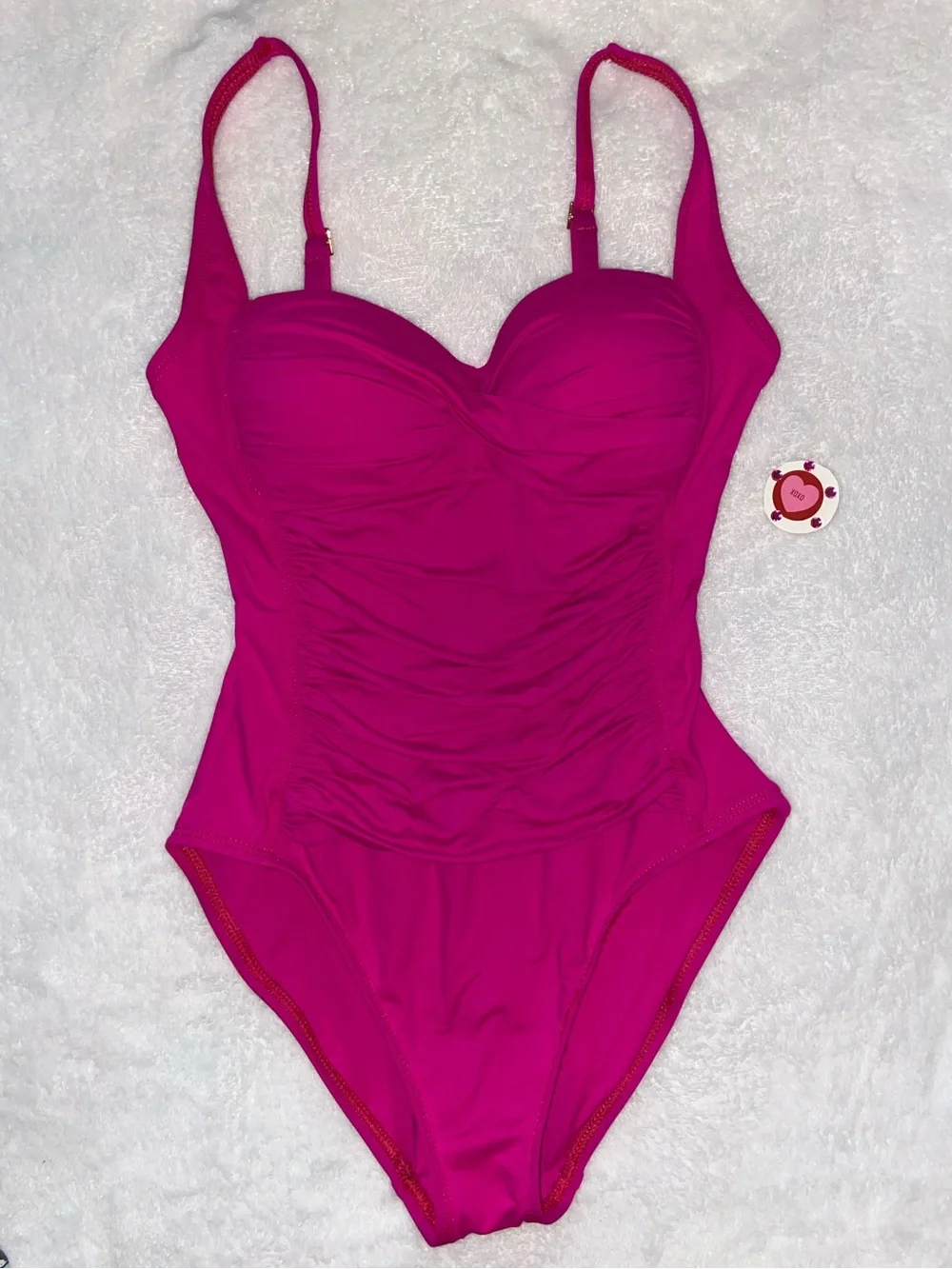 Women’s Petite Fuchsia One-Piece Swimsuit - Stylish Ruched Design